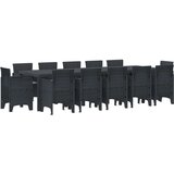 Set za objedovanje na otvorenom s 13 dijelova i jastučićima antracit poliratan vrtni stol antracit 150x100x73 cm poliratan v  Set za objedovanje na otvorenom s 13 dijelova i jastučićima antracit poliratan vrtni stol antracit 150x100x73 cm poliratan v Slike