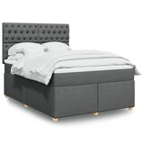vidaXL Box spring postelja z vzmetnico temno siva 160x200 cm blago | Shoptok.si