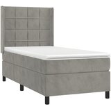  box spring s madracem LED svjetlosivi 90x200 cm baršun | shoptok.hr
