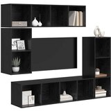  Set TV komoda 4 kom. Crni hrast Konstruirano drvo Crna 37 x 37 x 142,5 cm | Shoptok.si