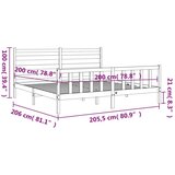 vidaXL Okvir za krevet s uzglavljem sivi 200 x 200 cm od masivnog drva | shoptok.hr