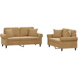vidaXL 2-dijelni set sofa s jastucima smeđi baršunasti Cijene