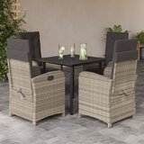  5-dijelni vrtni blagovaonski set od poliratana s jastucima sivi Siva Dužina stola 80 cm | shoptok.hr