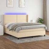 The Living Store Box spring postelja z vzmetnico LED krem 160x200 cm blago - Box Spring Postelja, (21501511) Cene