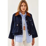 Bianco Lucci women's velvet detailed denim jacket 6051 Cene