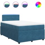vidaXL Box spring postelja z vzmetnico modra 120x190 cm žamet, (21306415) | Shoptok.si