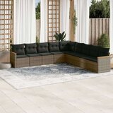vidaXL 9-dijelni set vrtnih sofa od poliratana s jastucima sivi | shoptok.hr