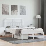 vidaXL Kovinski posteljni okvir z vzglavjem bel 120x200 cm | Shoptok.si