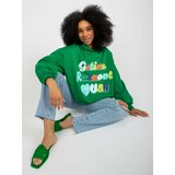 Fashion Hunters Women's green oversize sweatshirt with print Cene