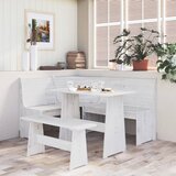 vidaXL kotna klop reine 151 cm trdna borovina bela | Shoptok.si