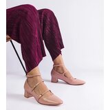 Gemre Beige patent leather pumps with a strap by Hermana | Shoptok.si