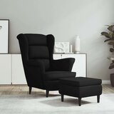 vidaXL Fotelj s stolčkom črn žamet | Shoptok.si