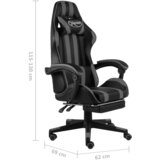  Igraća stolica od umjetne kože s osloncem za noge crno-siva | shoptok.hr