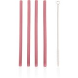 Zopa Silicone Straw silikonska slamčica + četka 6 m+ Old Pink 4 kom | shoptok.hr