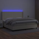  Krevet box spring s madracem LED krem 200x200cm od umjetne kože | shoptok.hr