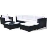 Poli 6-dijelna vrtna garnitura od poliratana s jastucima crna | shoptok.hr