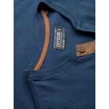 Ombre Men's T-shirt with button neckline and suede trim - dark blue | Shoptok.si