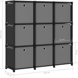 Police za izlaganje s 9 kutija crne 103x30x107,5 cm od tkanine | shoptok.hr