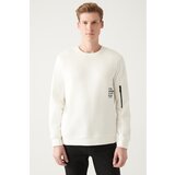 Avva Men's White Crew Neck Printed Standard Fit Regular Fit Sweatshirt Cene