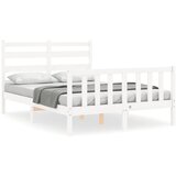 The Living Store Posteljni okvir z vzglavjem bel 140x200 cm trden les - Posteljni Okvir, (21525649) | Shoptok.si
