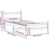  Okvir kreveta bez madraca 75 x 190 cm od masivne borovine | shoptok.hr