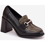 Boto Women's Low Heels Shoes With Embossing And Golden Detail Green-Black Novella | Shoptok.si