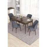 Hanah home trpezarijski set Eva, sto na razvlačenje i 4 stolice, ploča u dekoru drveta Baroque, dimno siva tkanina Babyface | Eponuda.com