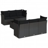  7-dijelni set vrtnih sofa od poliratana s jastucima crni | shoptok.hr