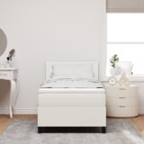 Box Spring Krevet s Madracem &amp LED Krem 90x200 cm Kordura tkanina | shoptok.hr