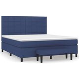 vidaXL Box spring postelja z vzmetnico modra 160x200 cm blago, (20894102) | Shoptok.si