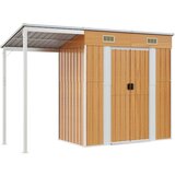 vidaXL Vrtna kućica s dužim krovom svjetlosmeđa 277x110 5x181 cm čelik | shoptok.hr