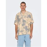 Only Beige Mens Patterned Short Sleeve Shirt & SONS Den - Men