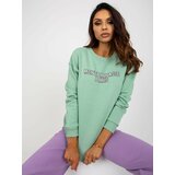 Fashion Hunters Light green hoodie with print Cene