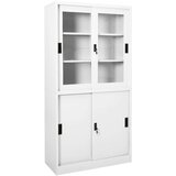 vidaXL Pisarniška omara z drsnimi vrati bela 90x40x180 cm | Shoptok.si