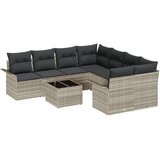 vidaXL 9-dijelni vrtni set sofe s jastučićima svijetlosivi poli ratan, 2-sjedalna vrtna sofa s pohranom i jastučićima svijetlosivi poli ratan | shoptok.hr