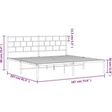  Metalni okvir za krevet s uzglavljem bijeli 180x200 cm | shoptok.hr