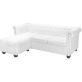 vidaXL Chesterfield kavč L oblike umetno usnje bele barve Cene