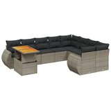  10-dijelni set vrtnih sofa od poliratana s jastucima sivi | shoptok.hr