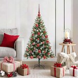 vidaXL Umjetna jelka s pantenom i pahuljicama Zelena i bijela 120 cm | shoptok.hr