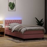 Box Spring krevet s madracem i LED ružičasti 80 x 220 cm baršunasti | shoptok.hr
