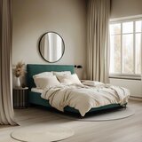 MID.YOU OBLAZINJENA POSTELJA 160 cm x 200 cm , les, tekstil, leseni material temno zelena | Shoptok.si