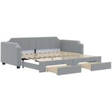  Izvlečna dnevna postelja s predali svetlo siva 90x190 cm blago | Shoptok.si