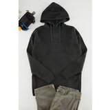 Trendyol Anthracite Men's Oversize Fit Crochet Detailed Hooded Knitwear Sweater. | shoptok.hr