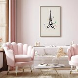  Slika - Black Graphic Drawing of the Eiffel Tower on a Cream Background 40x60 U prirodnom drvenom okviru | shoptok.hr