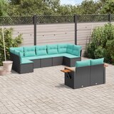  9-dijelni set vrtnih sofa od poliratana s jastucima crni | shoptok.hr