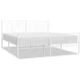 The Living Store Kovinski posteljni okvir z vzglavjem in vznožjem bel 193x203 cm - Posteljni Okvir, (21528992) | Shoptok.si