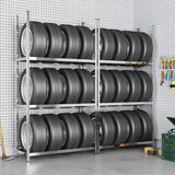 Stalci za gume s 3 razine 2 kom srebrni 110x40x200 cm čelični | shoptok.hr