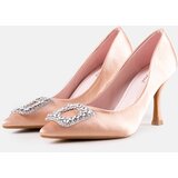 Gemre Beige satin-finish stilettos with rhinestones Clemente | ePonuda.com