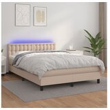  Box spring postelja z vzmetnico LED kapučino 140x200 cm | Shoptok.si