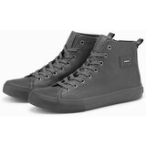 Ombre Men's high-top sneakers with decorative toe - gray Cijene